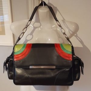 New! 100% LEATHER UNIQUE NAVY & RAINBOW …